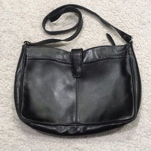 Small black leather handbag